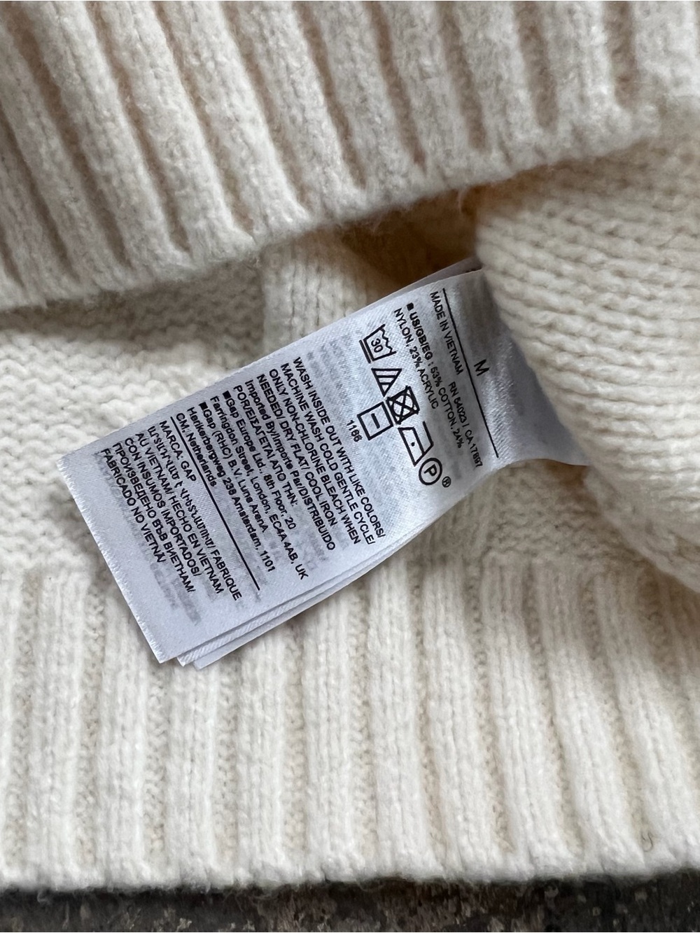 GAP Ivory Cable Knit Sleeveless Turtleneck Sweater Vest White Chunky Layer - Picture 5 of 6